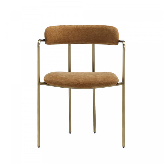 Serene Mid-Century Modern Metal Upholstered Dining Chair in Turmeric