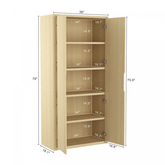 Rivington Modern 38\" Bookcase Cabinet in Natural Oak - Set of 3