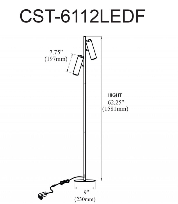 Dainolite Constance Floor Lamp 12w Aged Brass Frosted Acrylic Diffuser