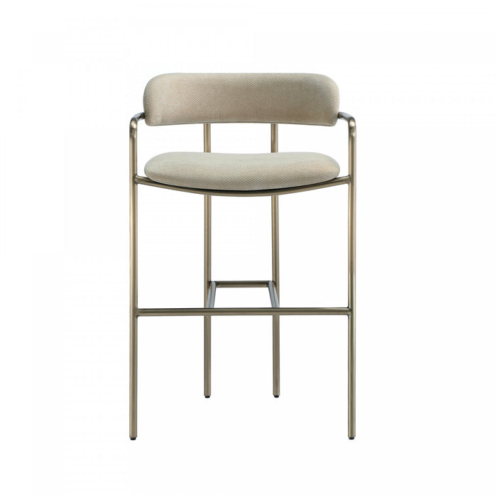 Serene Mid-Century Modern Metal Upholstered Counter Stool in Taupe