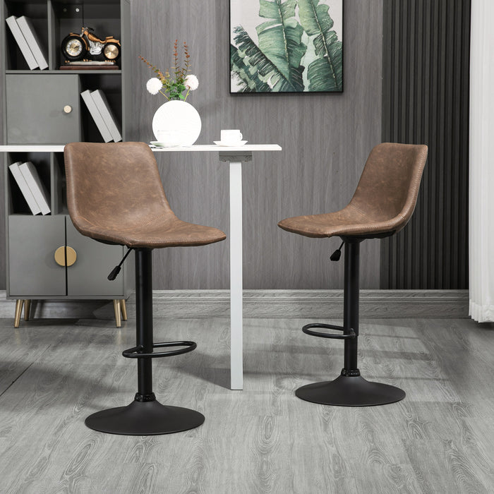 HOMCOM 2pc Adjustable Counter Height Bar Stools Kitchen Counter Stool Brown