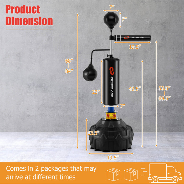 Goplus Boxing Speed Trainer Freestanding Fillable 360° Spinning Bar Adjustable Height