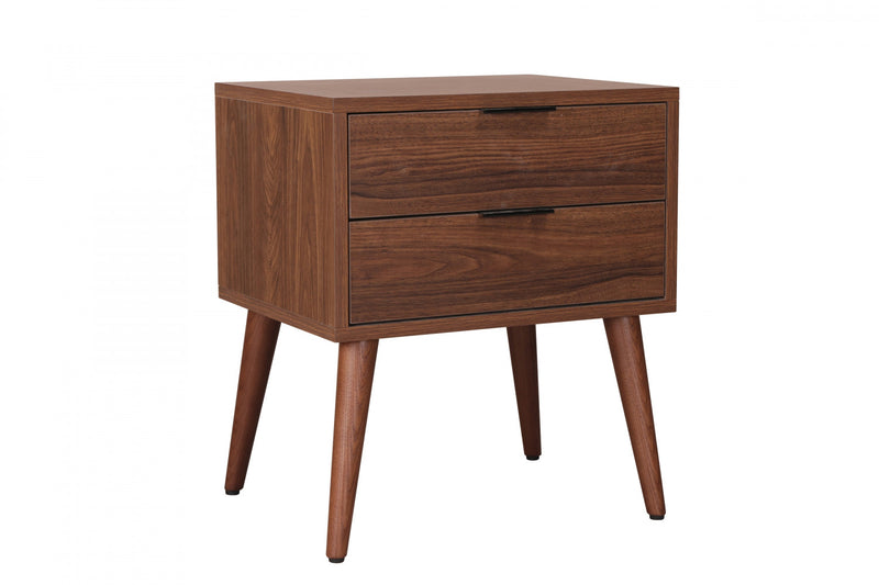Flashby Nightstand With 2 Drawers, Faux Walnut
