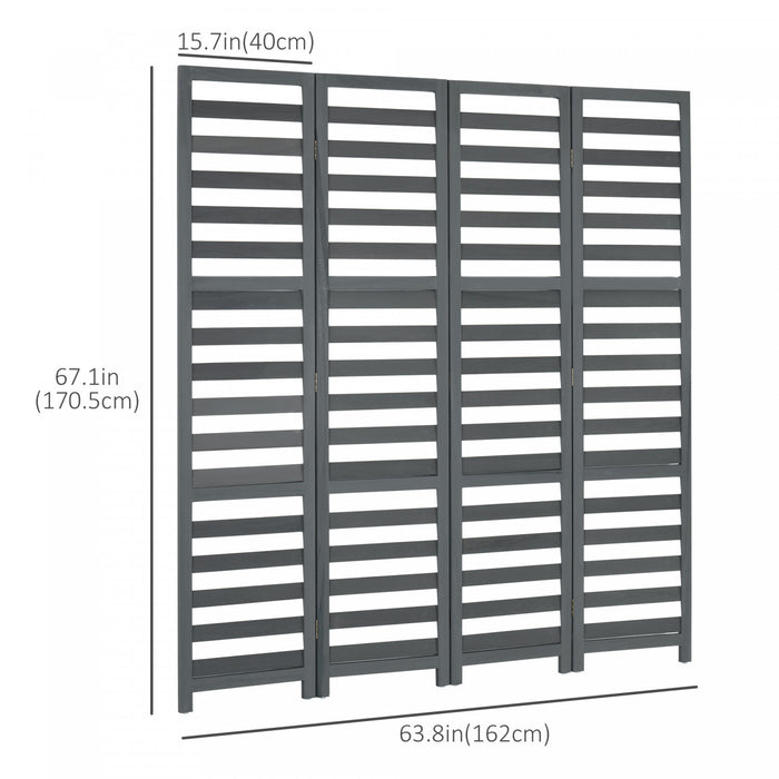 Homcom 4-panel Folding Divider Room Louvred Privacy Screen Panels