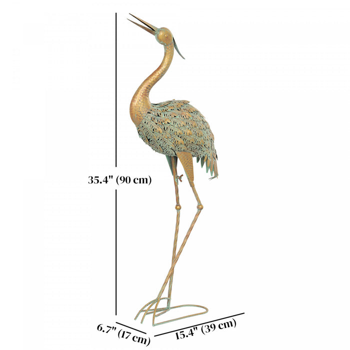 Outsunny Heron Garden Statue, Steel Bird Statue for Lawn, Mixed Colour