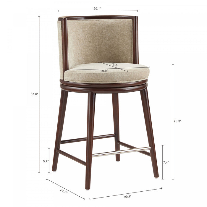 Evalyn Modern Wood Upholstered Counter Stool in Natural - Set of 3