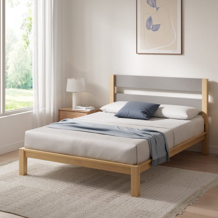 Kumiki Interlocking Bamboo Platform Bed with Headboard - Queen Size