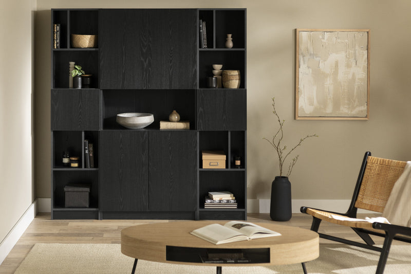 Liora Set Of Bookcase And 2 Narrow 5-shelf Bookcases - Black Oak 