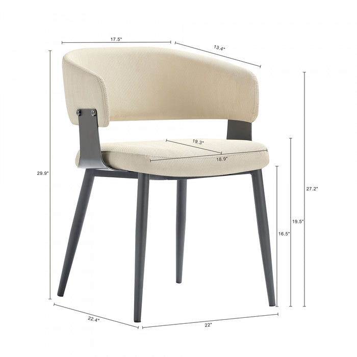 Luce Modern Textured Vegan Leather Metal Dining Chair in Sand - Set of 4