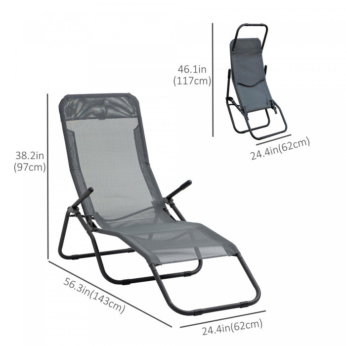 Outsunny Foldable Patio Lounge Chair Grey