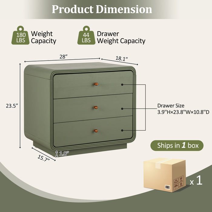 Sophia Modern Nightstand with Storage and Drawer,Olive Green
