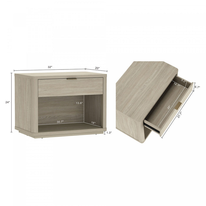 Evelyn Modern 32\" Nightstand in Natural (1-Drawer) - Set of 2