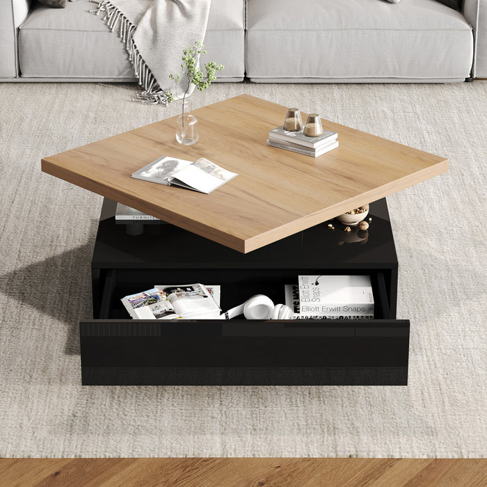 Liam Rotating Coffee Table with 360° Swivel Top,Black