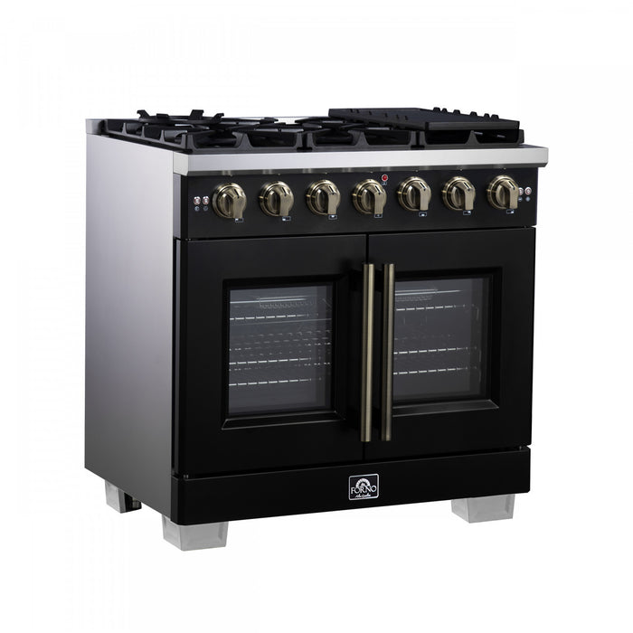 Forno Capriasca 36\" Black Gas Range 5.36 cu.ft -FFSGS6460-36BLK