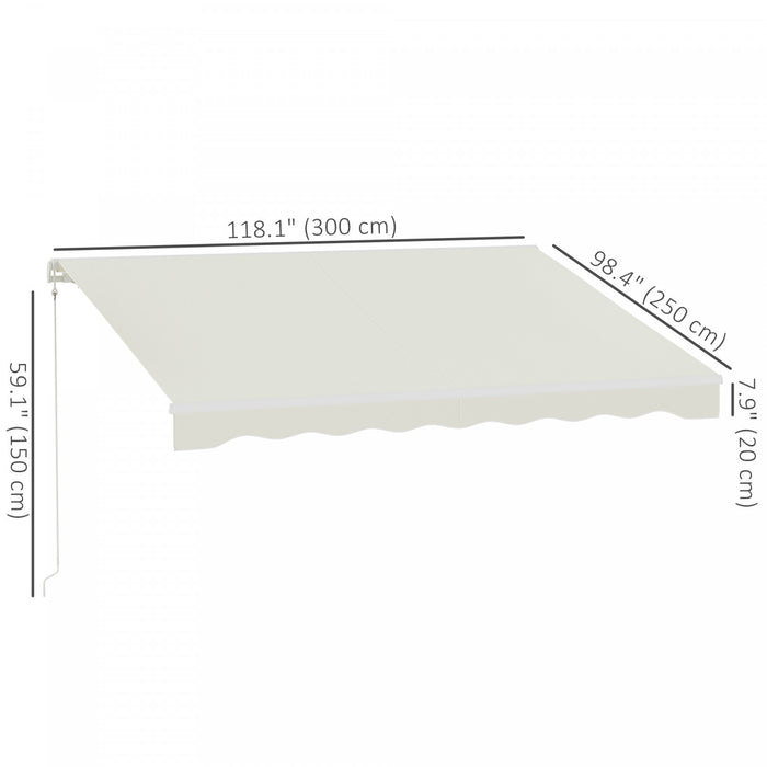 Outsunny 10' X 8' Electric Retractable Awning W/ Remote Controller, Cream White