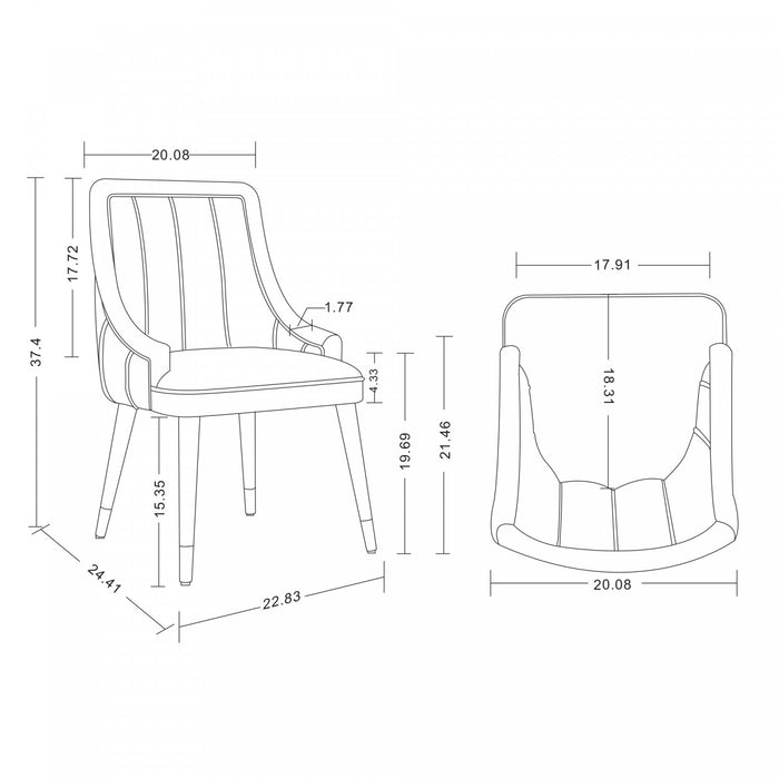 Eda Modern Wood Upholstered Dining Chair in Cream - Set of 2
