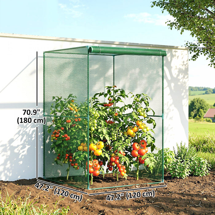 Outsunny 4' x 4' Crop Cage, Plant Protector with Zipper Door, Dark Green