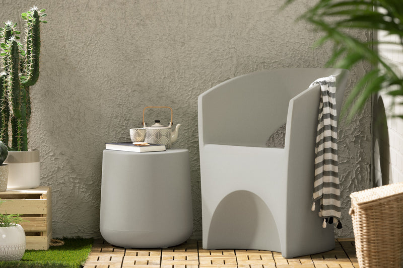 Dalya Round Patio Chairside Table - Greige