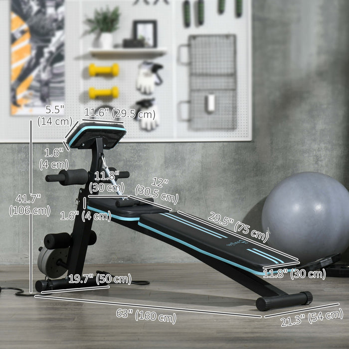 Soozier Foldable Adjustable Dumbbell Bench Press, Weight Lifting Sit Up Ab Workout Bench for Home Training Gym Incline Flat Multiuse Workout Exercise Fitness, Blue