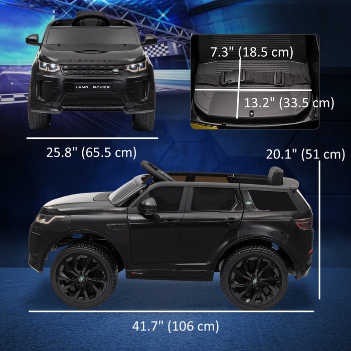 Qaba Land Rover Discovery Sport Licensed Powered Ride-On Car, 12v Battery Powered Kids Electric Car With Remote Control, Soft Start, Led Lights, Music Horn, Black