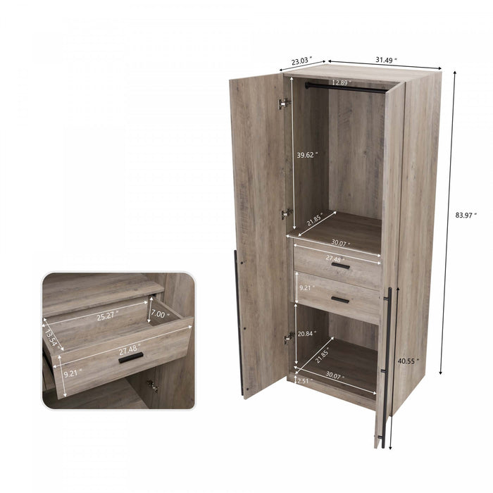 Lee Modern 32\" Wardrobe Closet in Rustic Gray Armoire