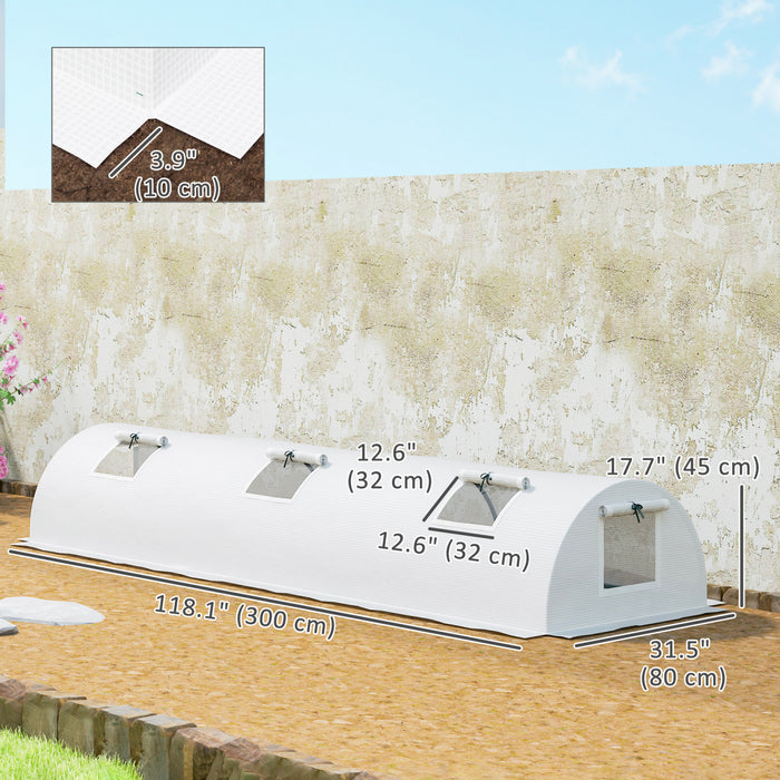 Outsunny Mini Greenhouse with Mesh Windows, Tunnel Growing Tent, White