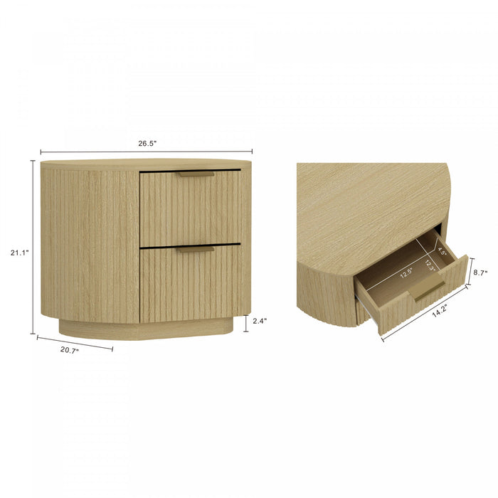 Olivia Manhattan Modern 27\" Nightstand in Natural Oak (2-Drawer) - Set of 2