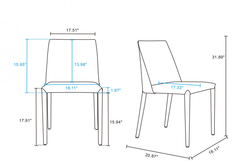 Paris Modern Vegan Leather Dining Chair in Gray - Set of 4