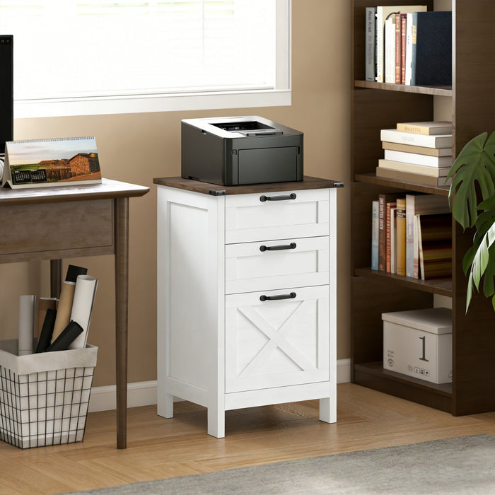 HOMCOM 3 Drawer File Cabinet Filing Cabinet for A4 Letter Size White