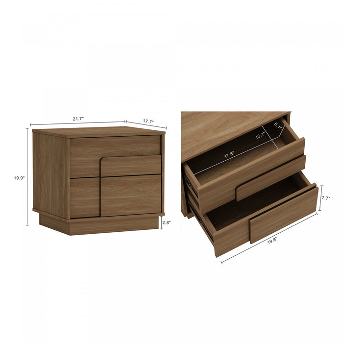 Horizon Modern 22\" Nightstand in Maple (2-Drawer) - Set of 2