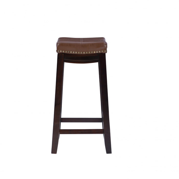 Claridge Faux Leather Backless Counter-Height Stool - Cognac