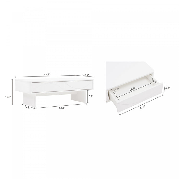 Ella Modern 47\" Coffee Table in White