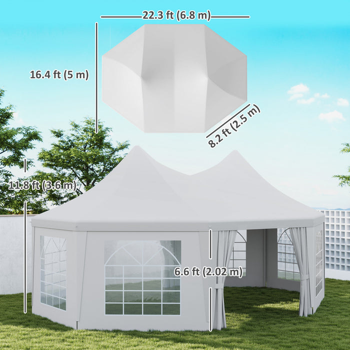 Outsunny 16' x 22' High Peak Octagonal Event Party Tent for Parties