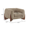 Tuxor Modern Upholstered Boucle Arm Chair with Tuxedo Design, Light Brown, Walnut | Tuxor Fauteuil Moderne en Bouclette a Design Tuxedo, Brun Clair, Noyer