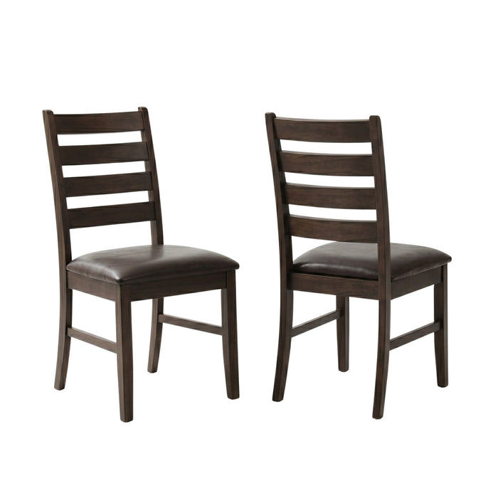 Radcliffe 5-Piece Solid Wood Dining Set with Ladder Back Chairs, Dark Brown (Seats 4)
