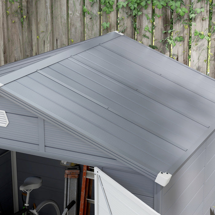Outsunny 8' X 6' Plastic Garden Storage Shed With Air Vents, Dark Grey