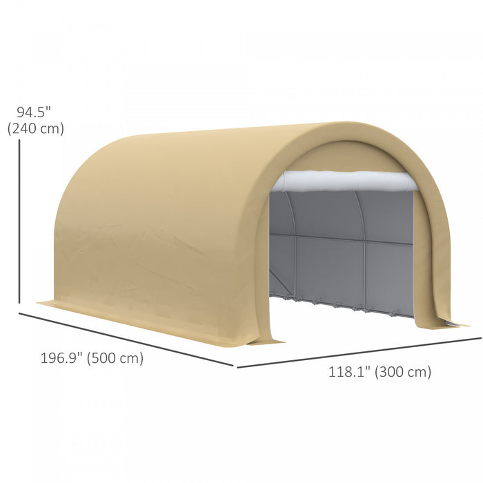 Outsunny 10' X 16' Carport Storage Tent Anti-uv Pe Portable Garage, Beige