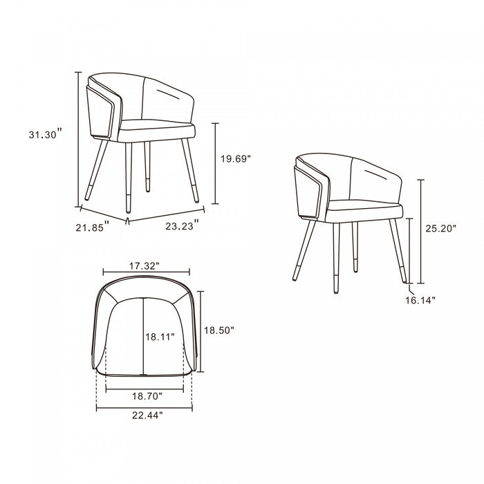 Reeva Modern Wood Vegan Leather Dining Chair in Cream - Set of 2
