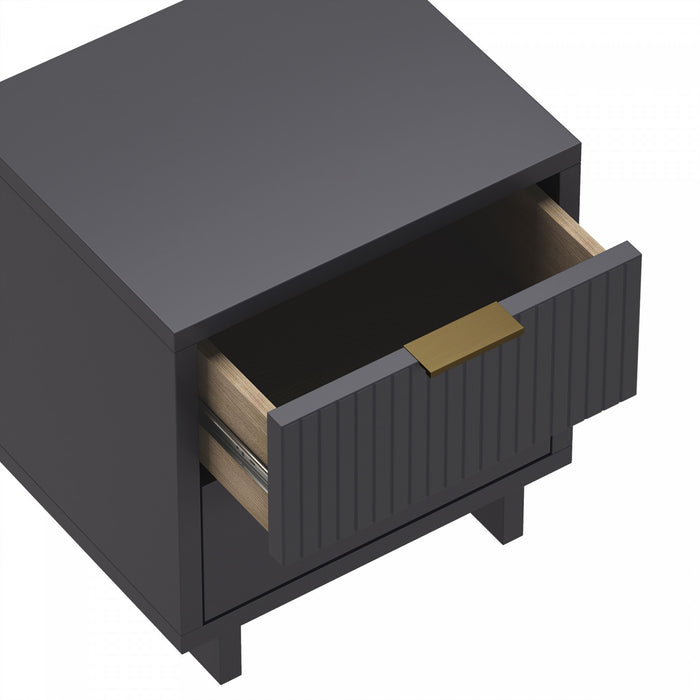 Elara Contemporary 18\" Solid Wood Nightstand in Charcoal Gray (2-Drawer)