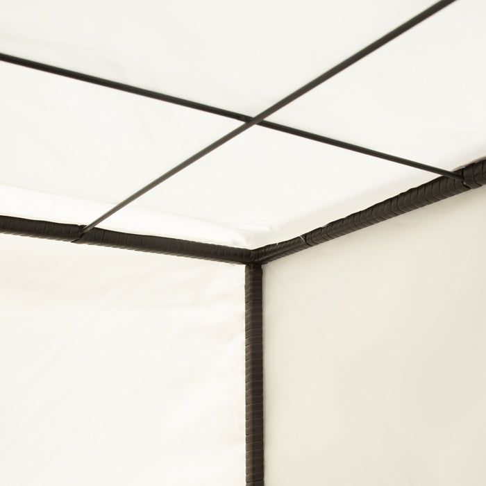 Pawhut Wicker Dog House Elevated Pet Bed With Shade Canopy For Medium Large Dogs Indoor Outdoor With Cushion, 36\" X 28\" X 32\"