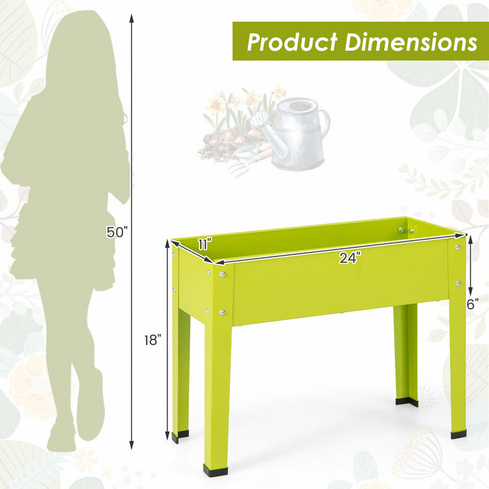 Costway 24\" Raised Garden Bed With Legs Metal Elevated Planter Box Drainage Hole Backyard Green