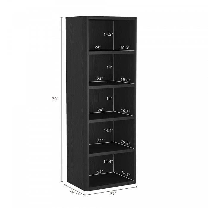 Rivington Modern 28\" Open Bookcase in Black - Set of 2