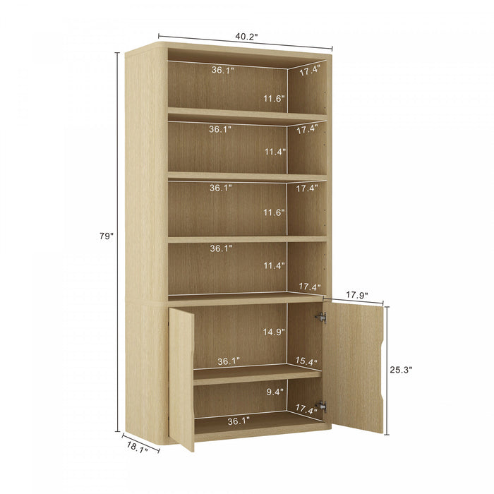 Rivington Modern 40\" Bookcase Cabinet in Natural Oak
