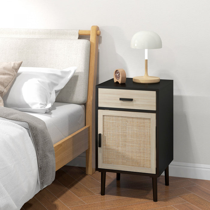 HOMCOM Bedside Table Set of 2 with Storage Drawer for Bedroom Living Room