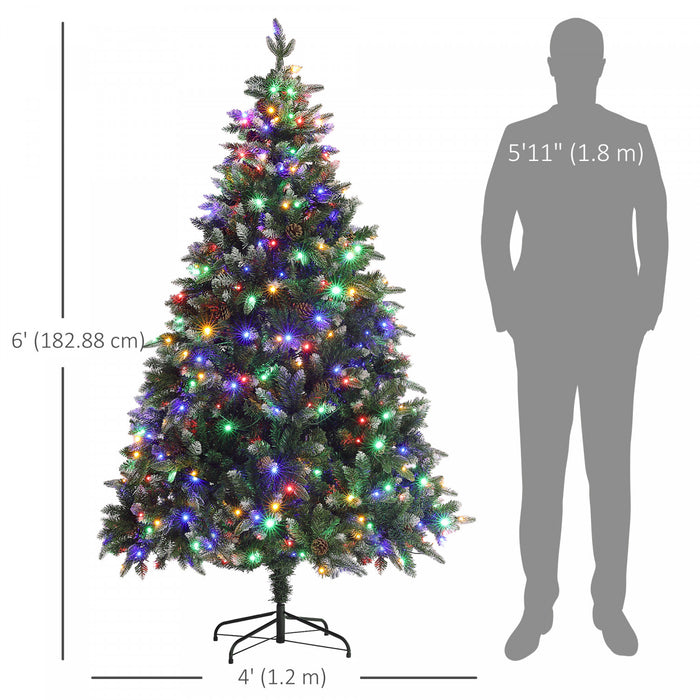 HOMCOM 6ft Prelit Artificial Christmas Tree with Dual Colour LED Light