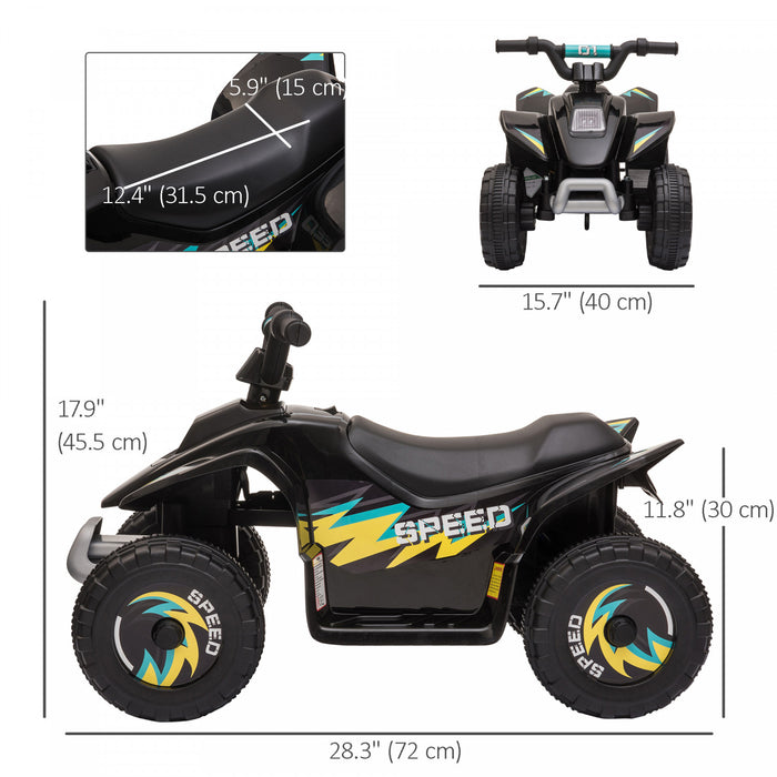 Aosom Kids Atv, 6v Battery Powered Ride-On Electric Car For Kids, Toddler Quad 4 Wheeler With Forward, Reverse Switch, For Boys Girls 18-36 Months, Black