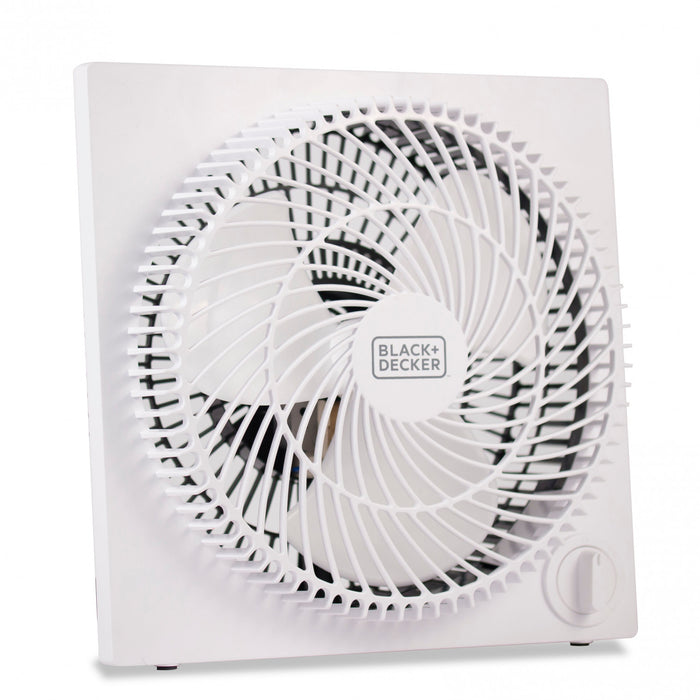 BFP Series BLACK+DECKER 9-Inch Frameless Box Fan, 3-Speed Settings, BFB09W, White Fan Tabletop