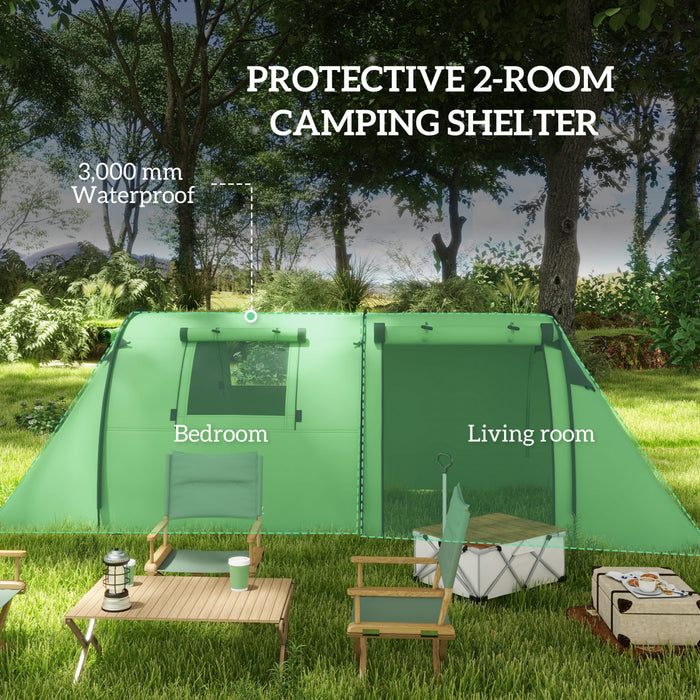 Outsunny 3-4 Person Camping Tent with 2 Rooms, Waterproof Family Tent