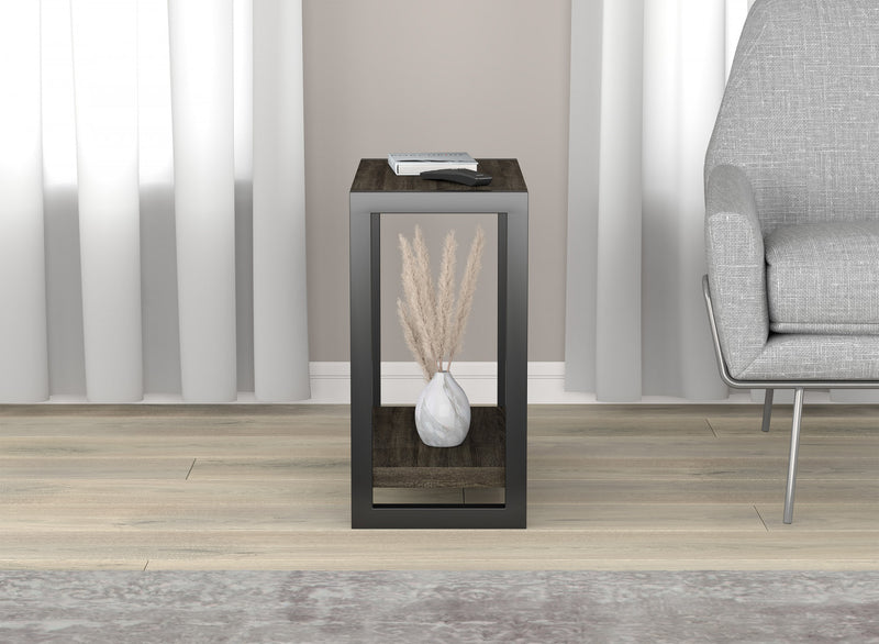 23” Classic Narrow Accent Table With Storage Shelf - Dark Grey
