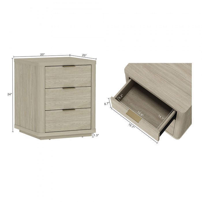 Evelyn Modern 20\" Nightstand in Natural (3-Drawer)